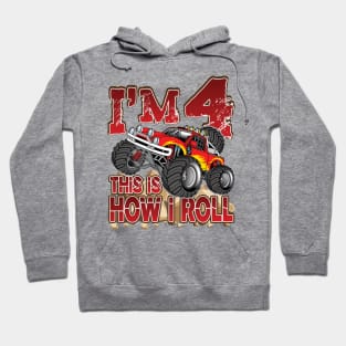 'I'm 4 This Is How I Roll' Awesome Truck Gift Hoodie